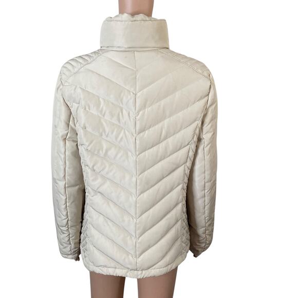 Kenneth Cole Reaction Jacket Womens Large Quilted Down Feather Off White - Picture 13 of 14